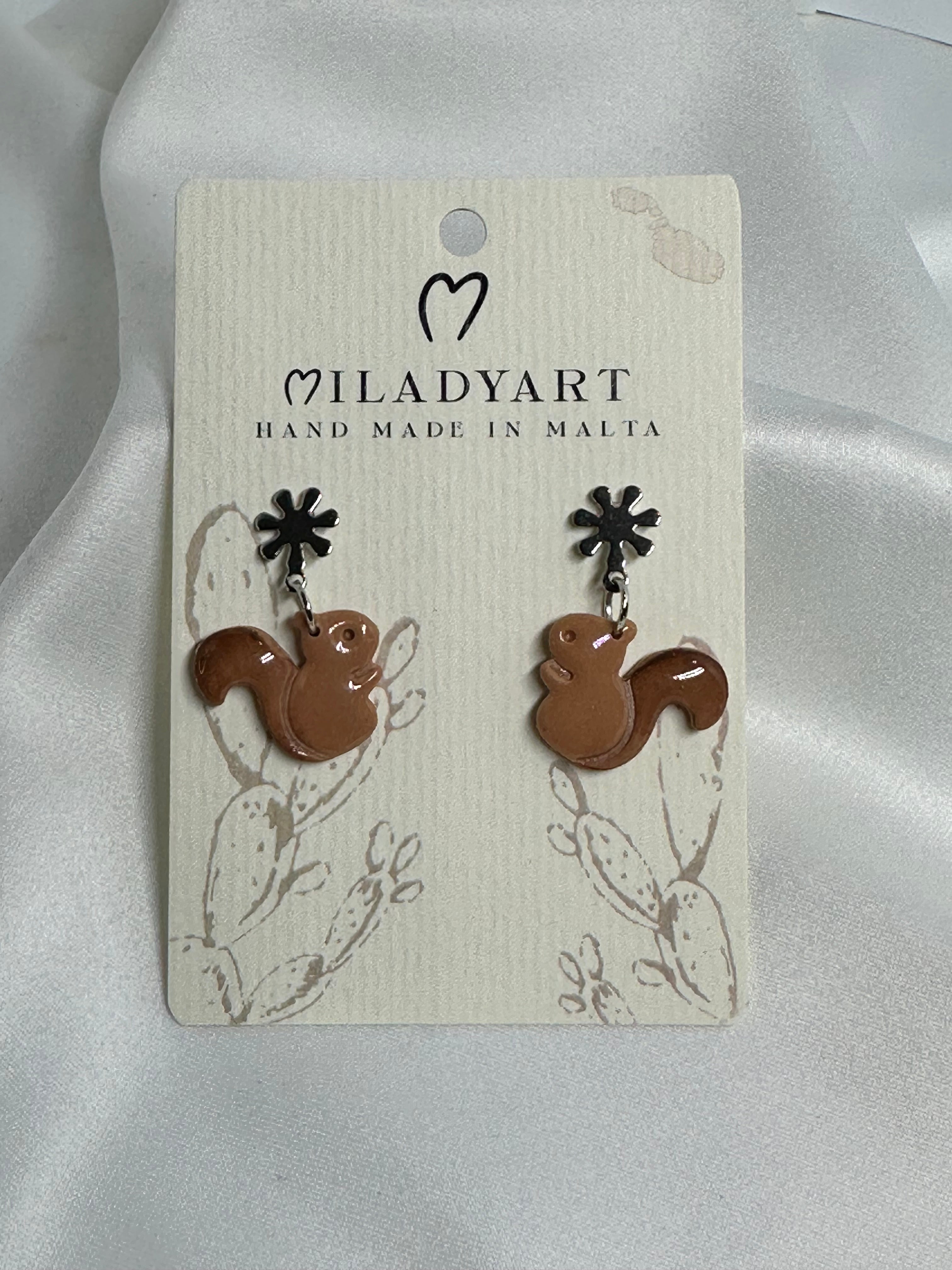 Earrings Light Brown Squirrel