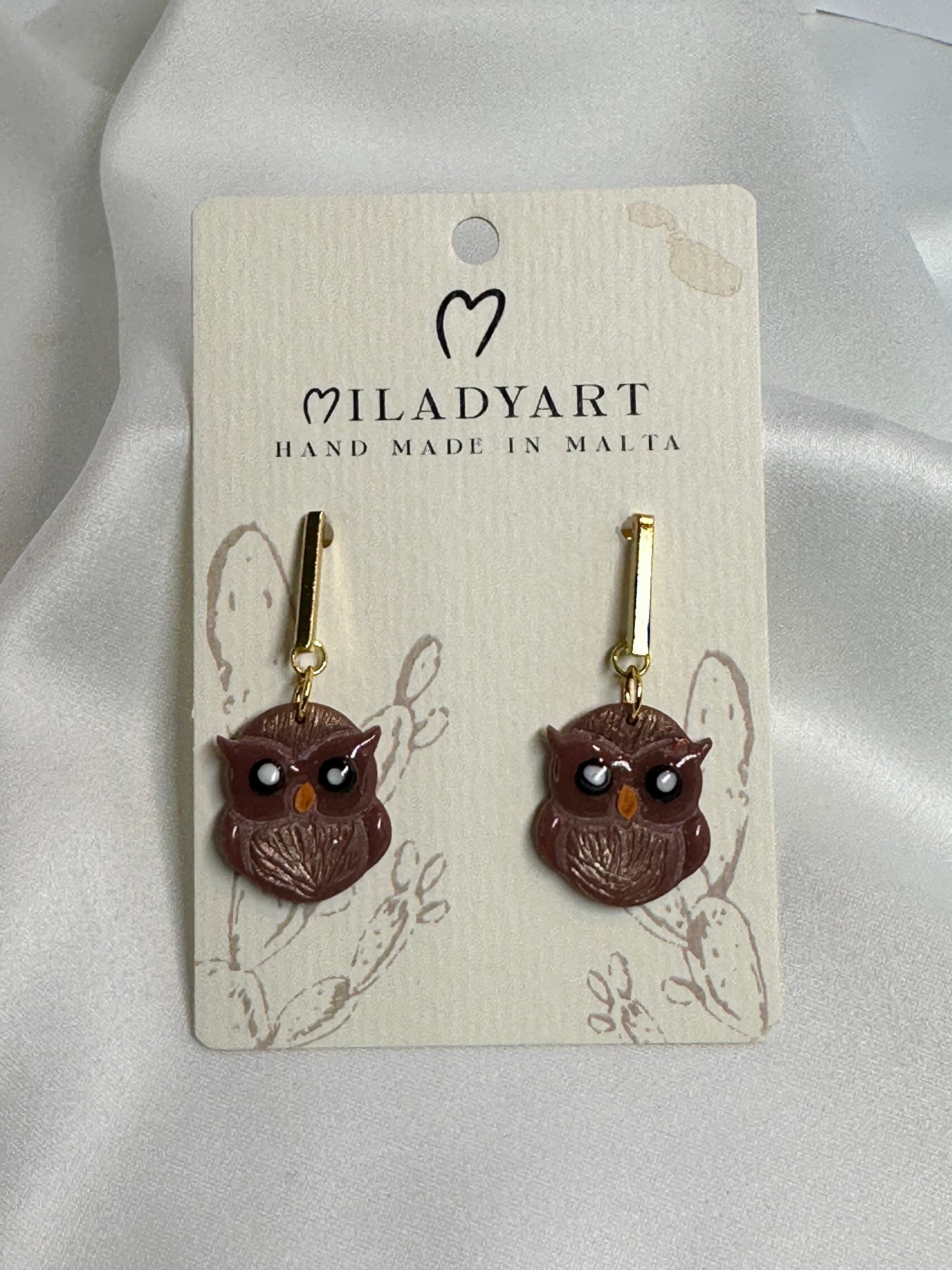 Earrings Dark Brown Owl