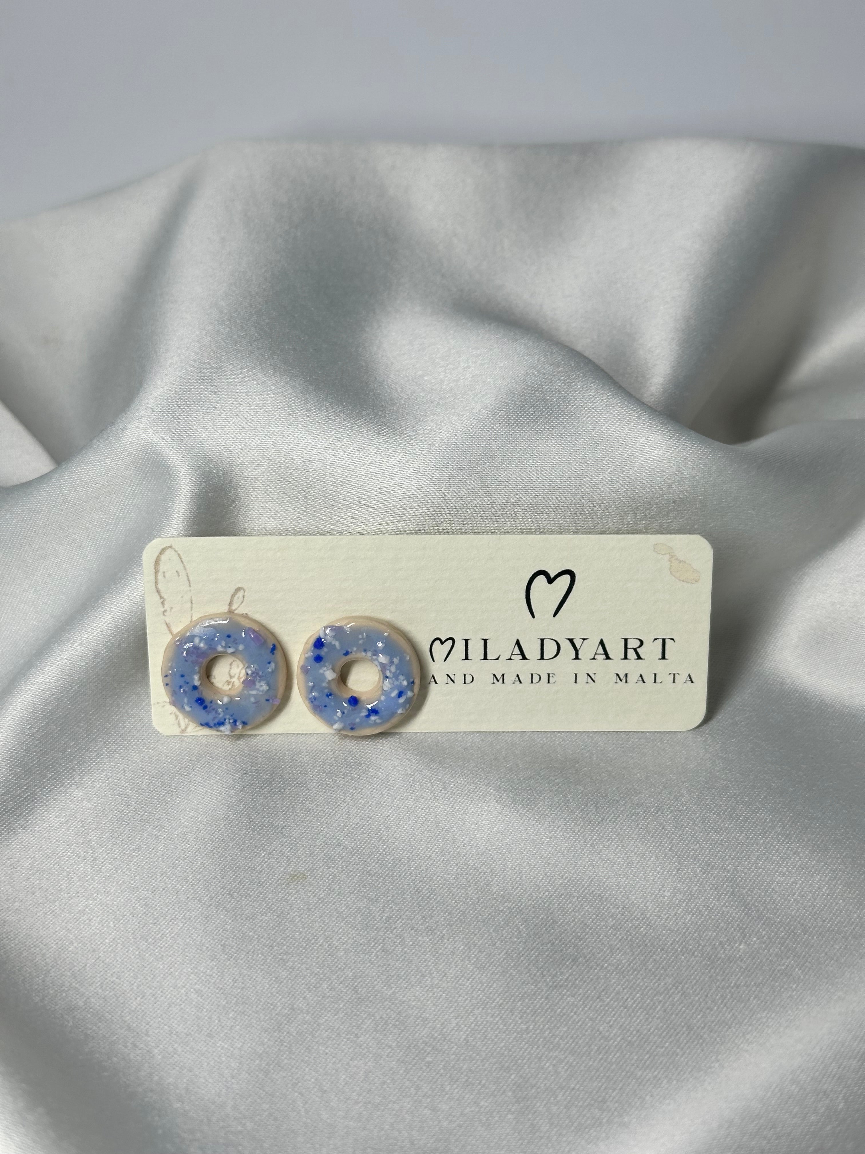 Earrings Blue Donut