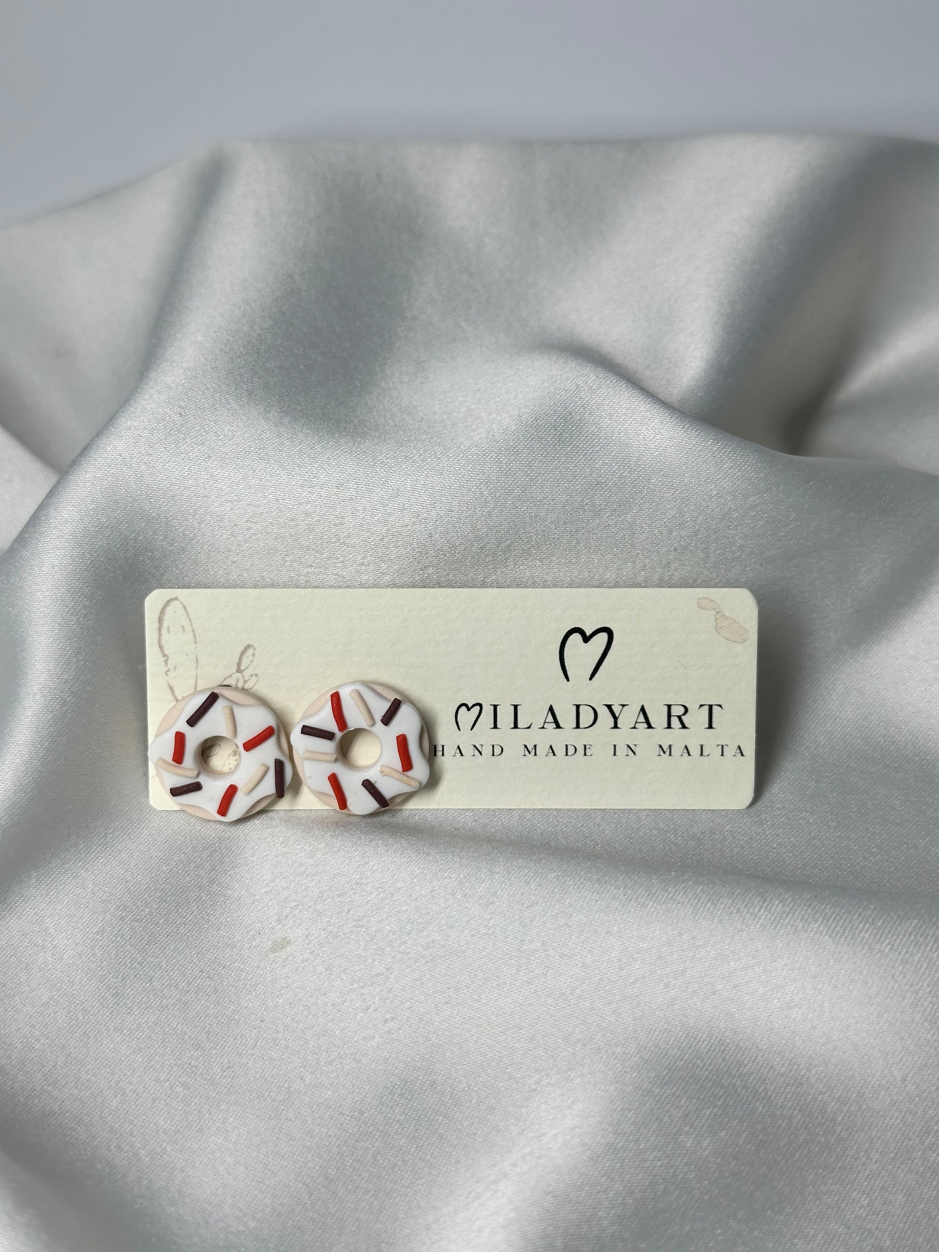 Earrings White Donut