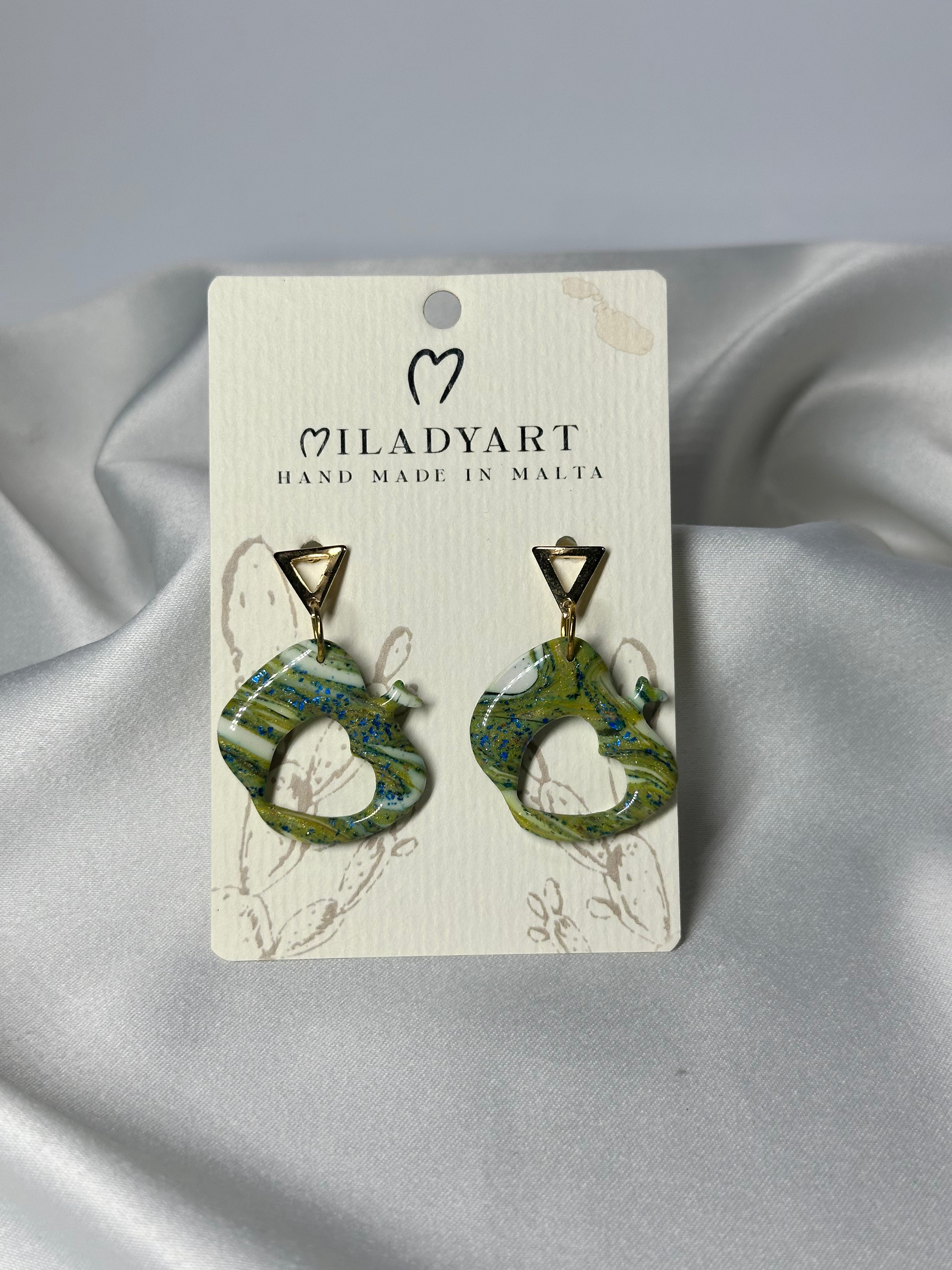 Earrings Pendent Fantasy Green  Big Apple