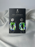 Earrings Pendent Fantasy Green Oval