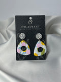 Earrings Pendent Fantasy Green White Rose Triangle