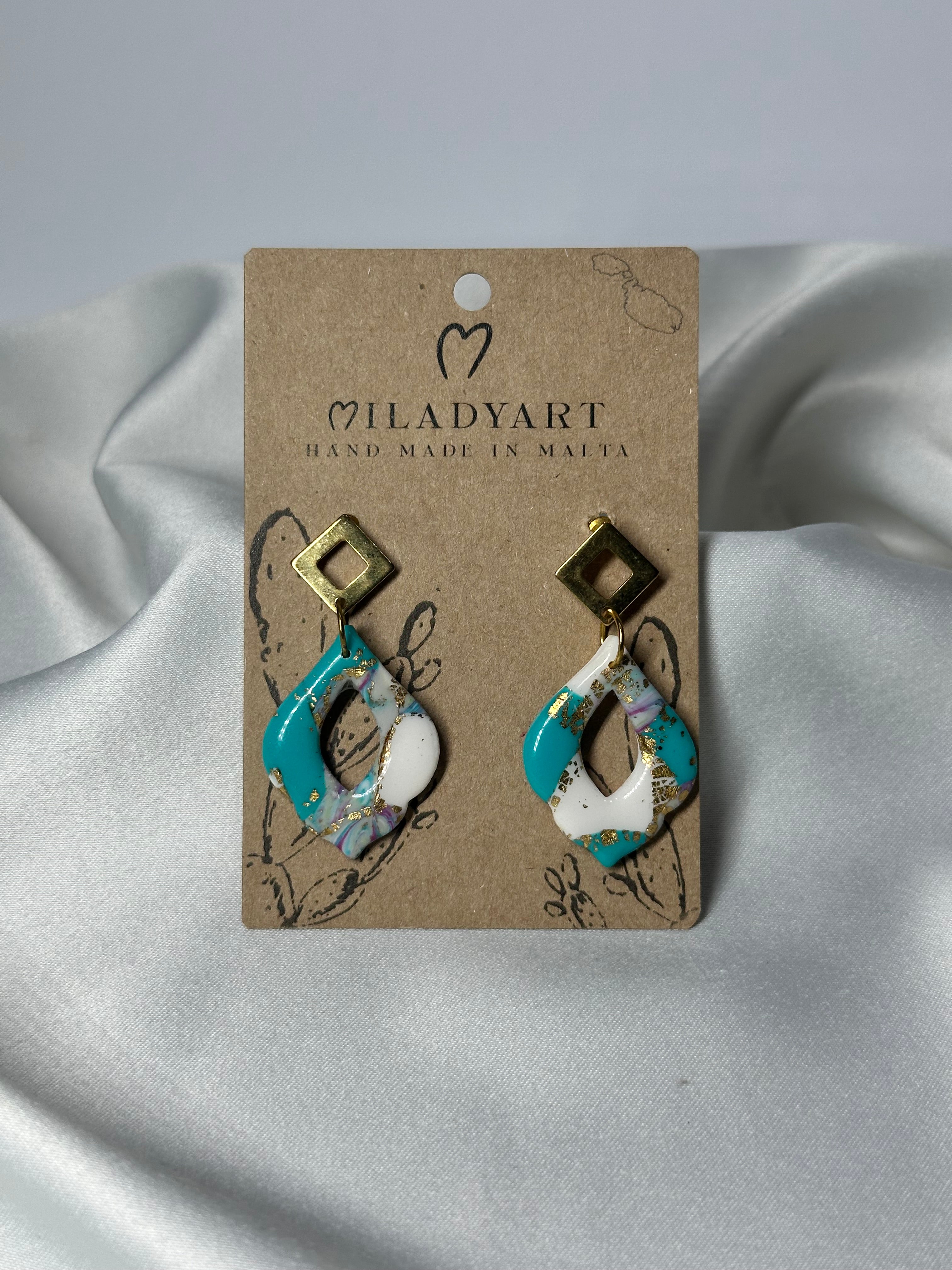 Earrings Pendent Fantasy Blue Rhombus Style