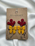 Earrings Pendent Amaranth Yellow Bow