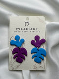 Earrings Pendent Violet Blue Leaves