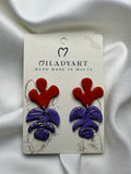 Earrings Pendent Violet Gold Orange Leaves