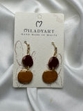 Earrings Pendent Iregular Circle Amaranth Light Brown