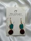 Earrings Pendent Iregular Circle Amaranth Turquoise