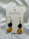 Earrings Pendent Iregular Circle Yellow Black