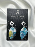 Earrings Pendent Mixed White Light Blue Leaves