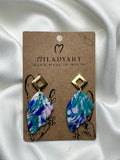 Earrings Pendent Mixed Blue White Leaves