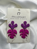 Earrings Pendent Violet Rose Leaves