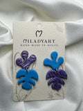 Earrings Pendent Violet Gold Blue Leaves