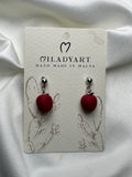 Earrings Pendent 3D Apple Red