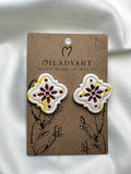Earrings Maltese Yellow Red White Tile