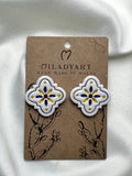 Earrings Maltese Central Mixed Yellow Blue Red White Tile