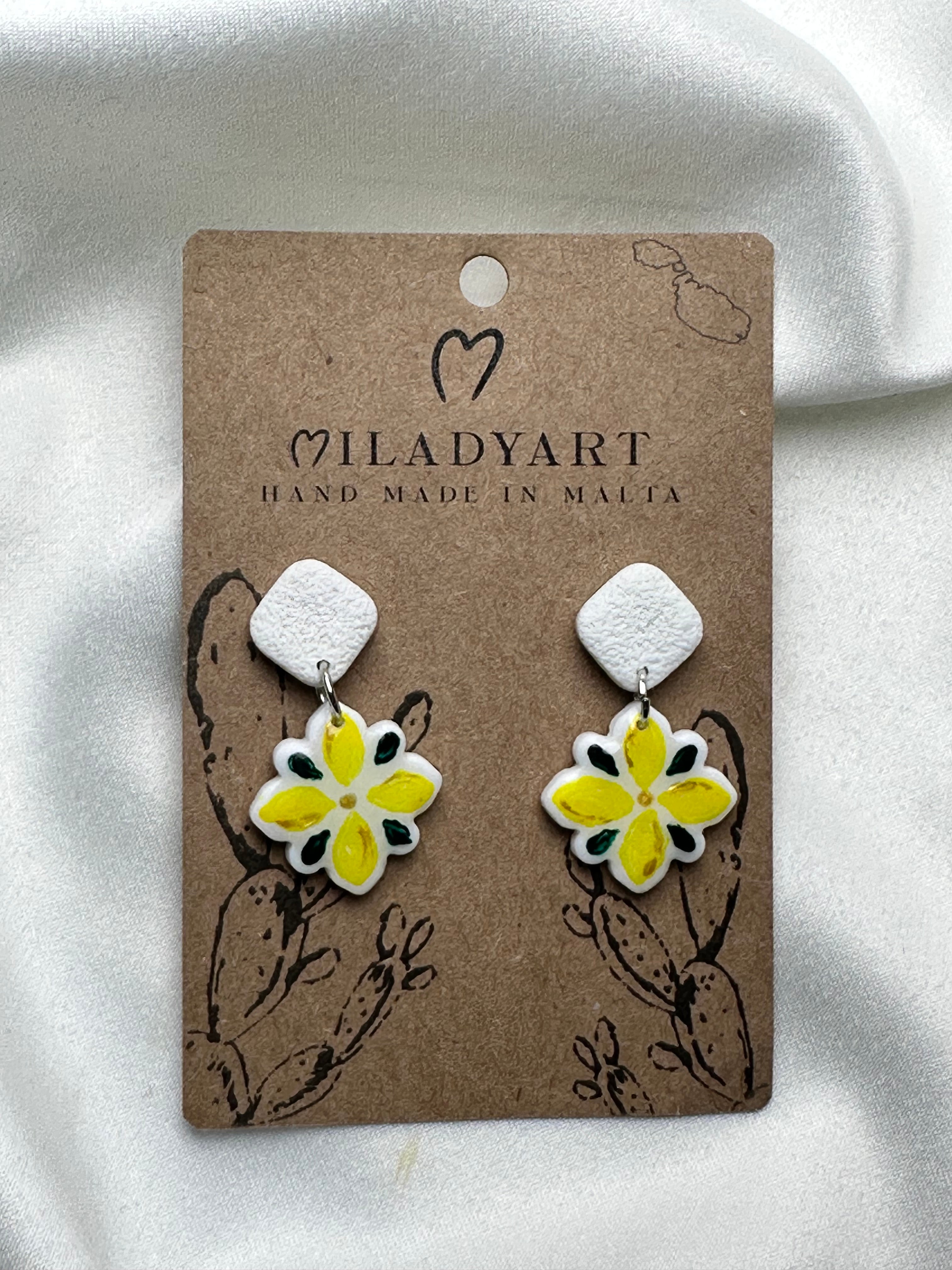 Earrings  Small Pendant Lemons Maltese Tile