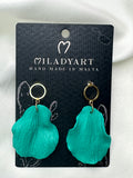 Earrings Pendent Green Flower Petals