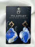 Earrings Pendent White Blue Flower Petals