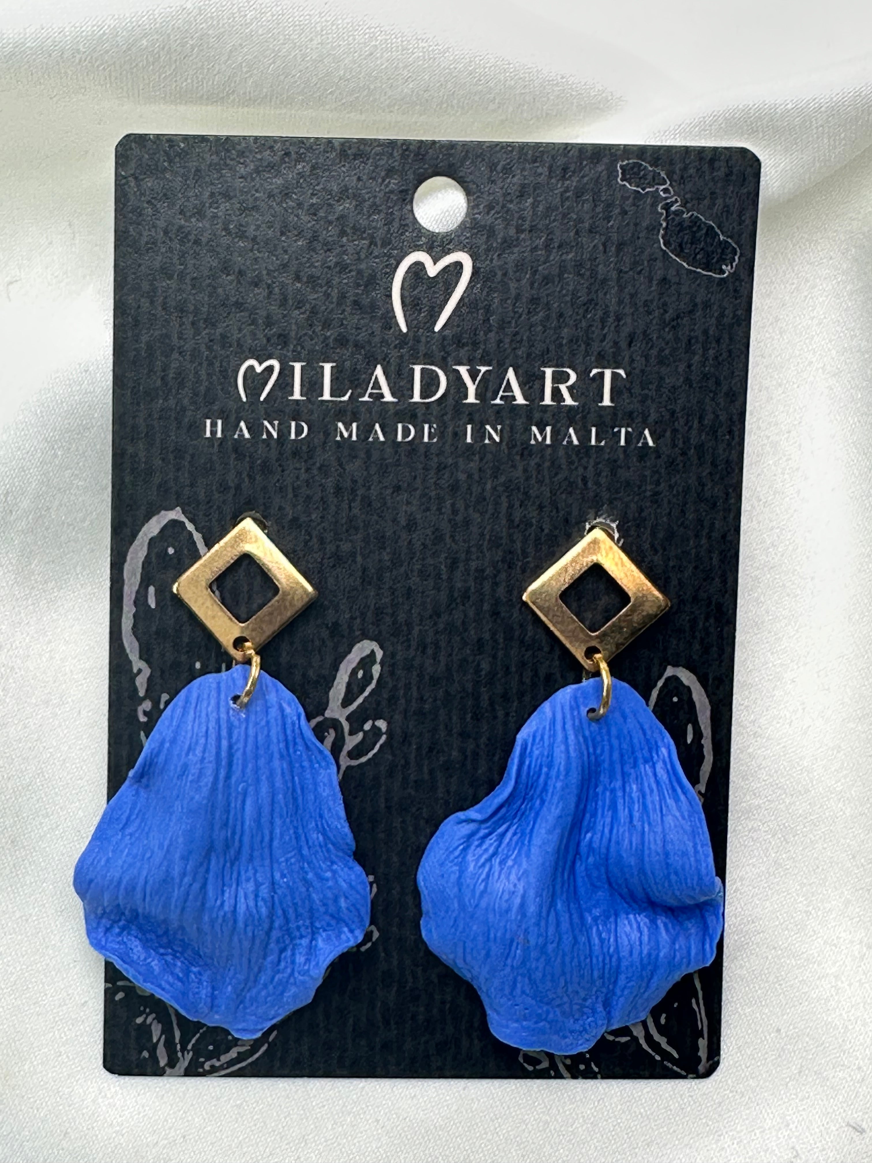 Earrings Pendent Blue Flower Petals