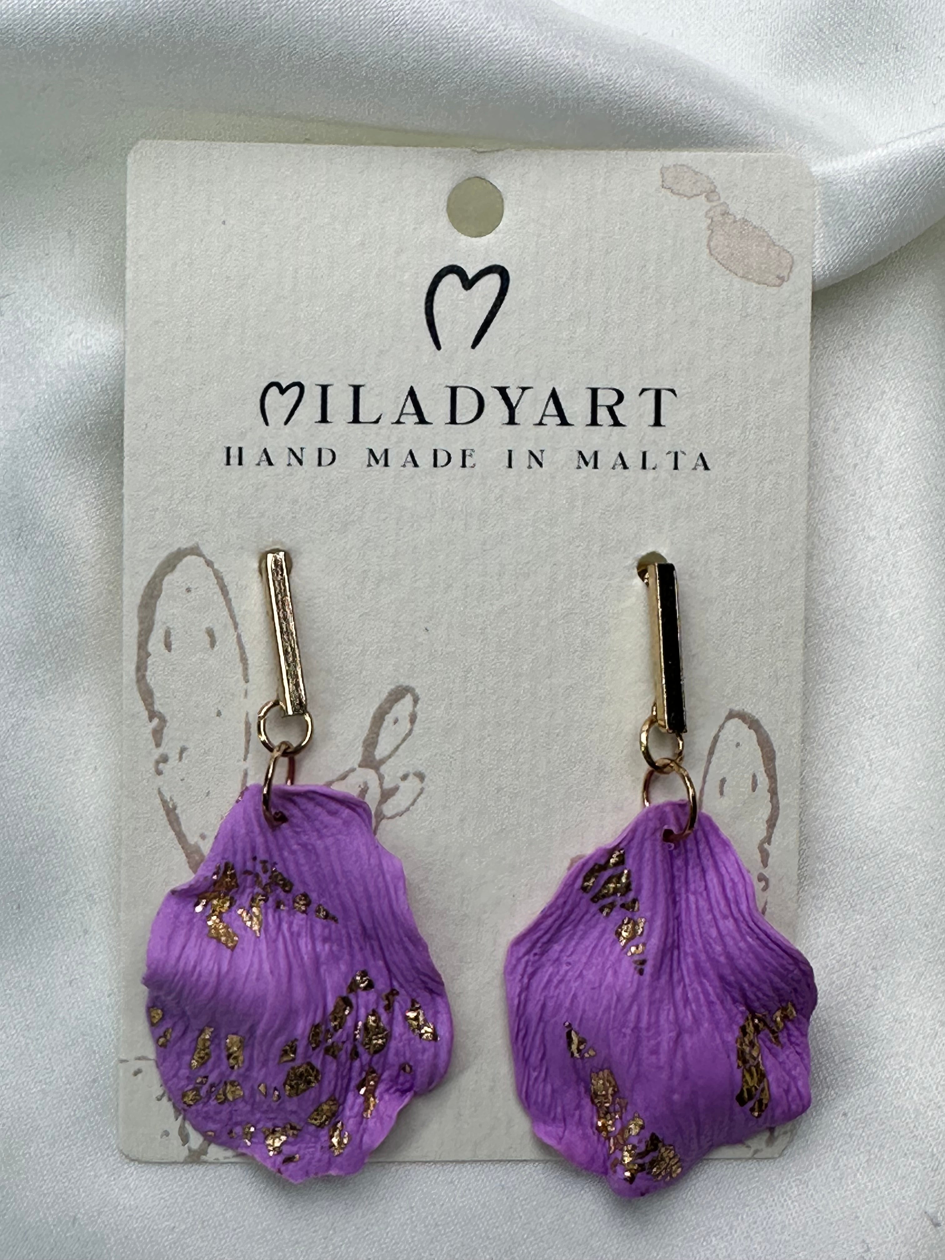 Earrings Pendent Purple Flower Petals