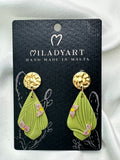 Earrings Pendent Lime Green Leaves
