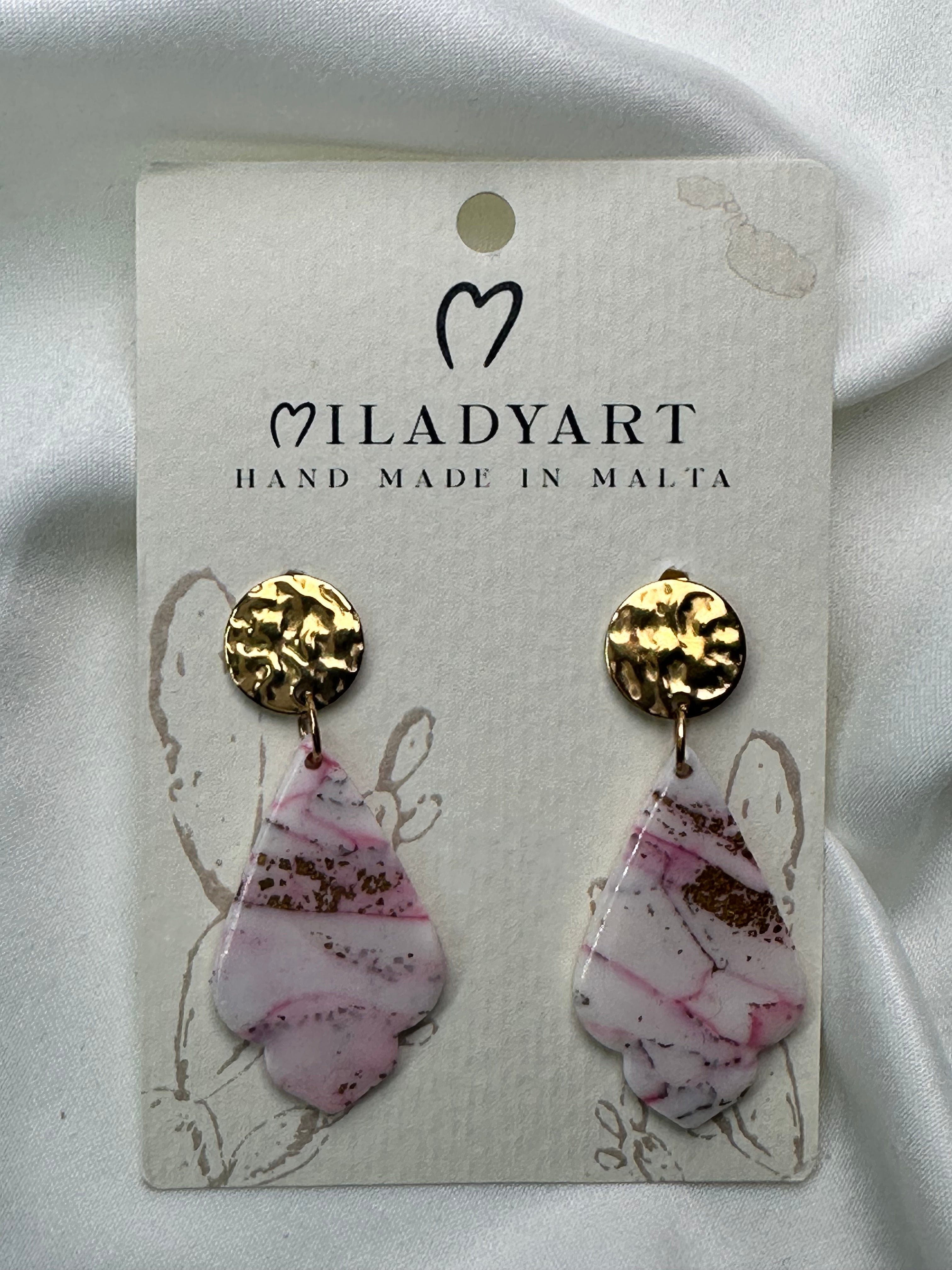 Earrings Pendent Mixed Pink Leaves