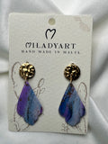 Earrings Pendent Mixed Blue Violet Leaves