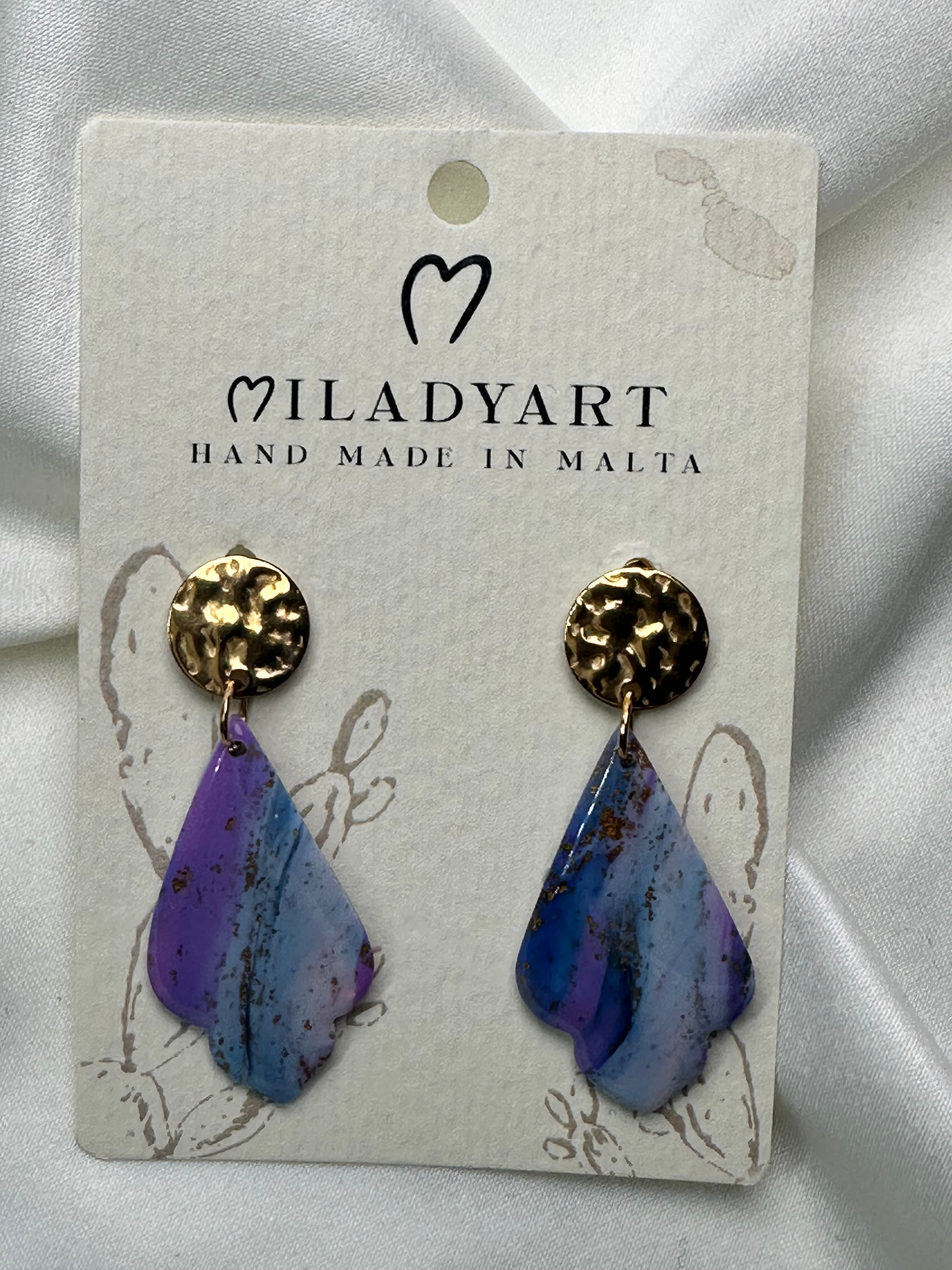 Earrings Pendent Mixed Blue Violet Leaves