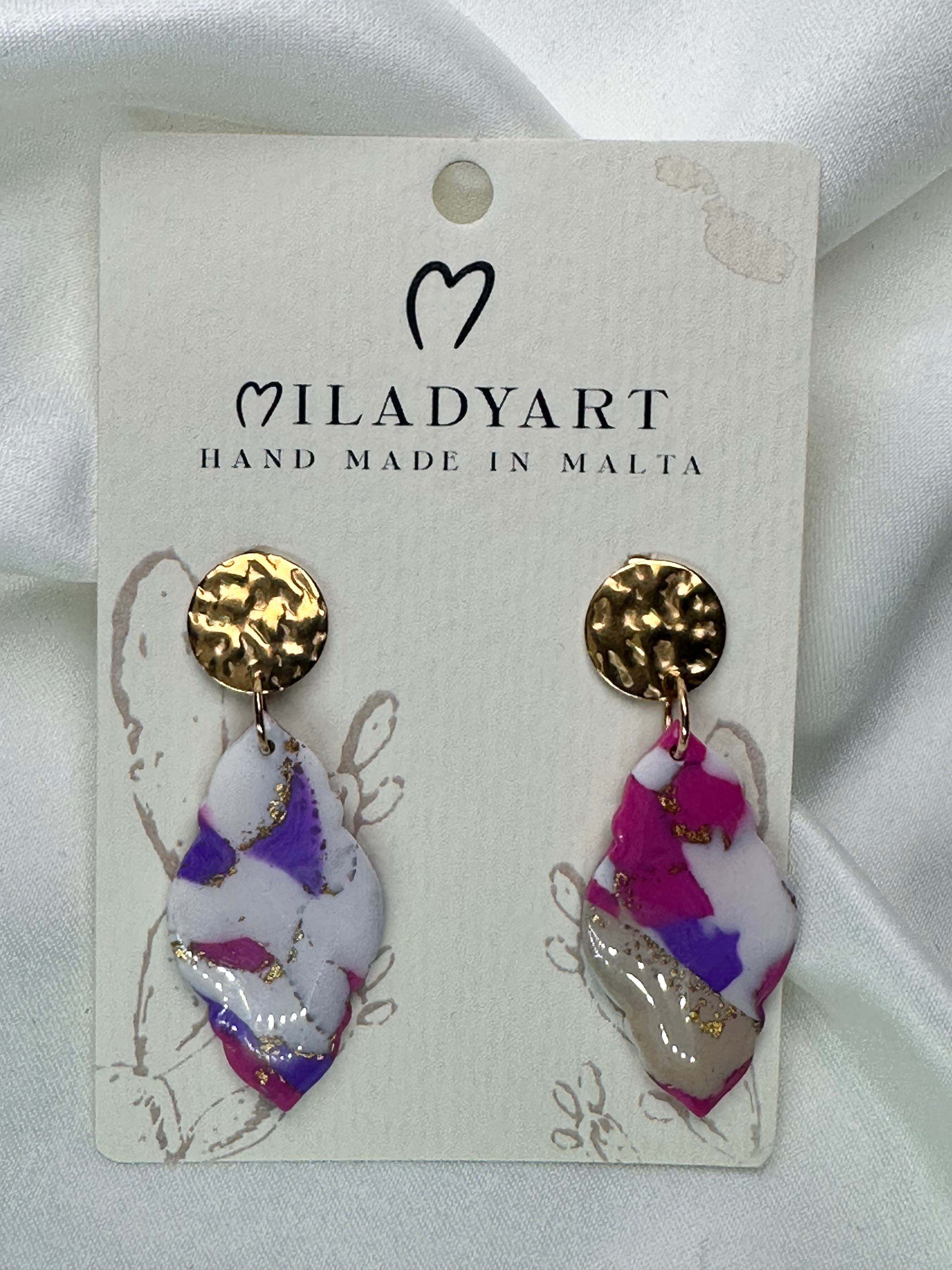 Earrings Pendent Rhombus Light Blue Purple Pink