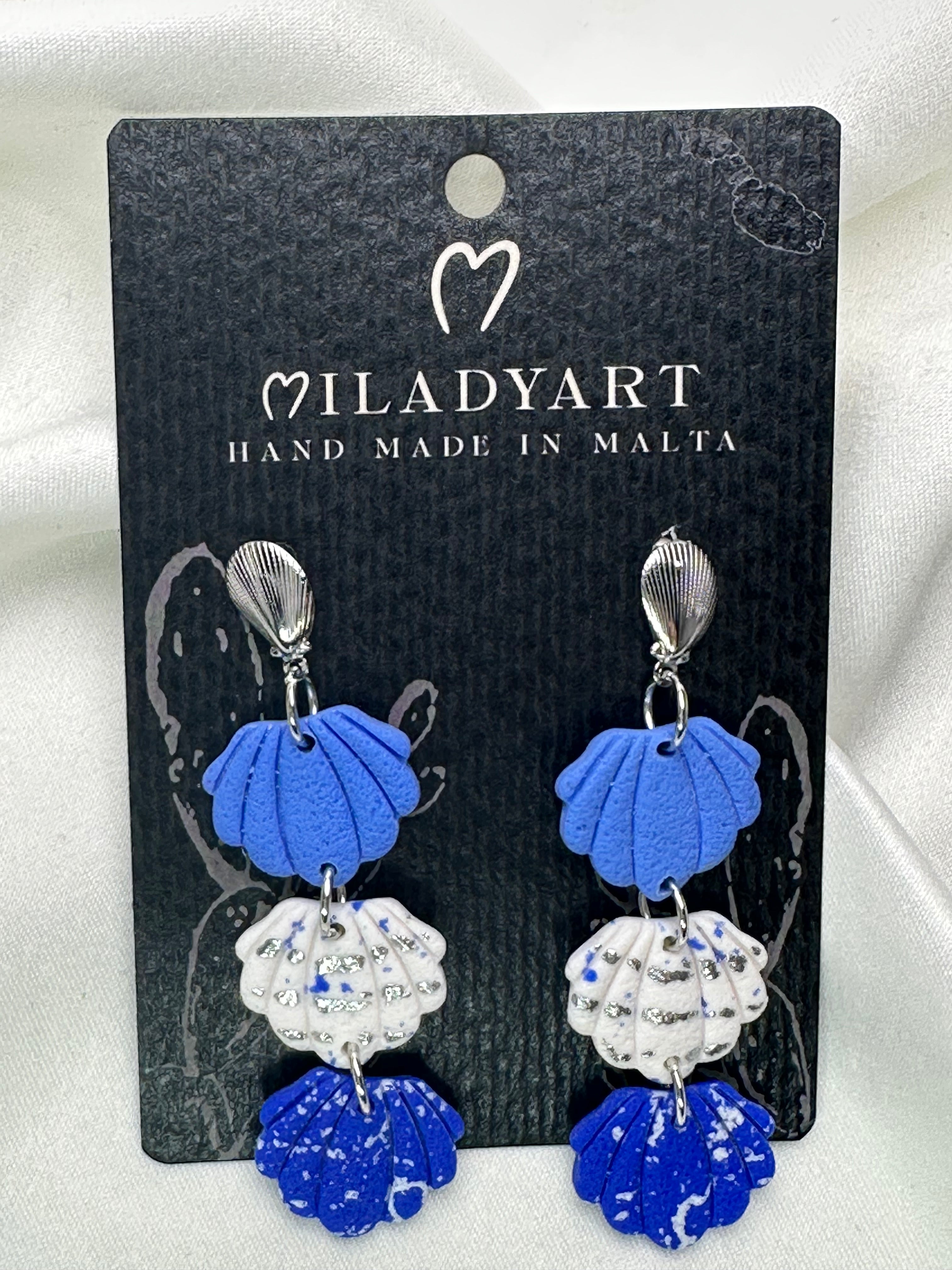 Earrings Pendent Shells Mixed Blue White Different Designs