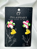 Earrings Pendent Abstract Small Flower With Heart