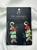 Earrings Pendent Little Fish Red Light Green White
