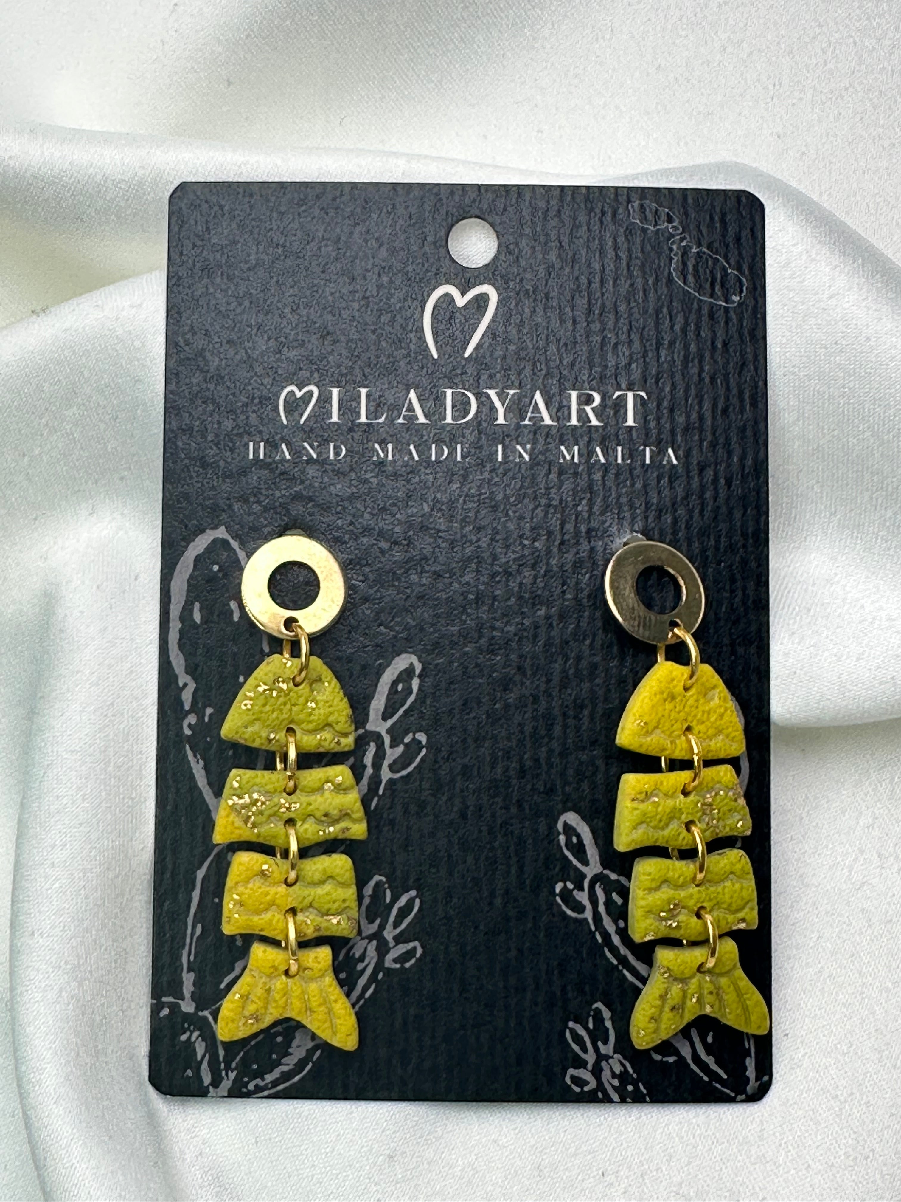 Earrings Pendent Little Fish Lime Color