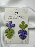 Earrings Pendent Violet Lime Color Leaves