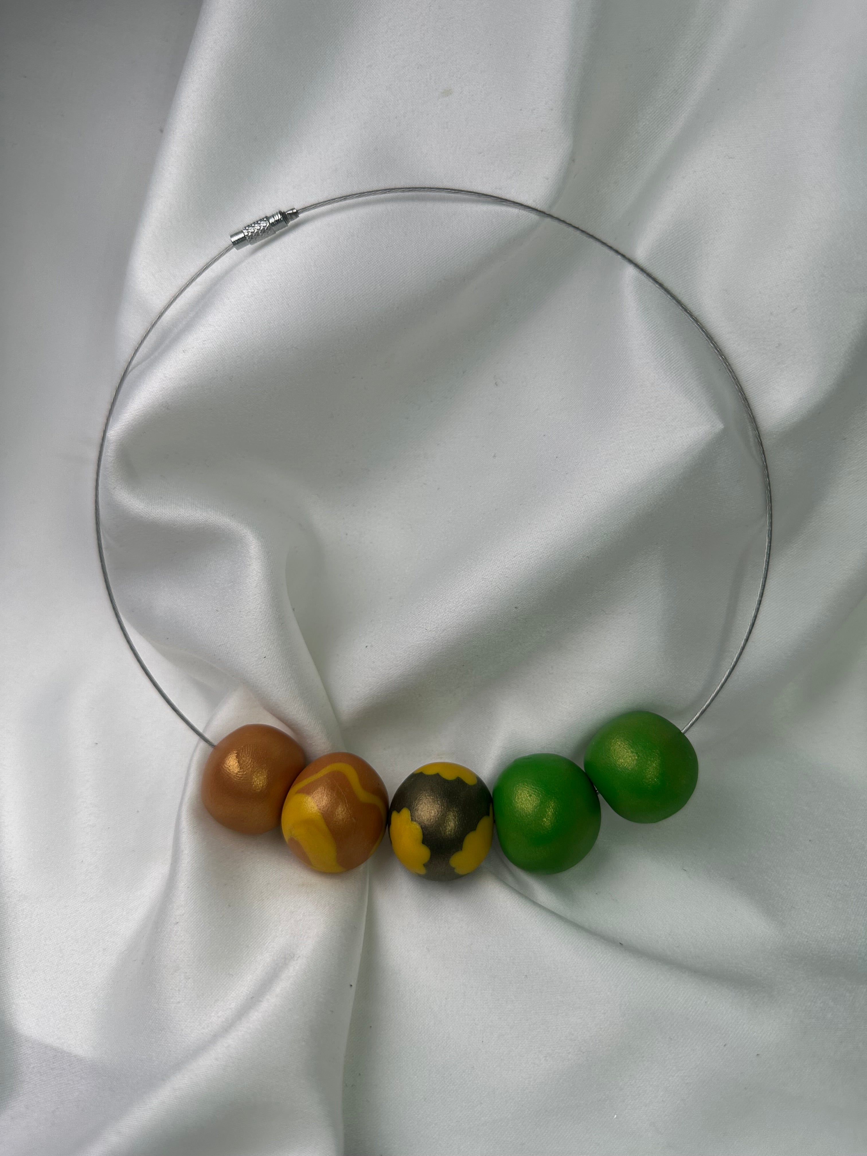 Necklace With Balls Mixed Brown Green