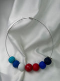 Necklace With Balls Blue White Red