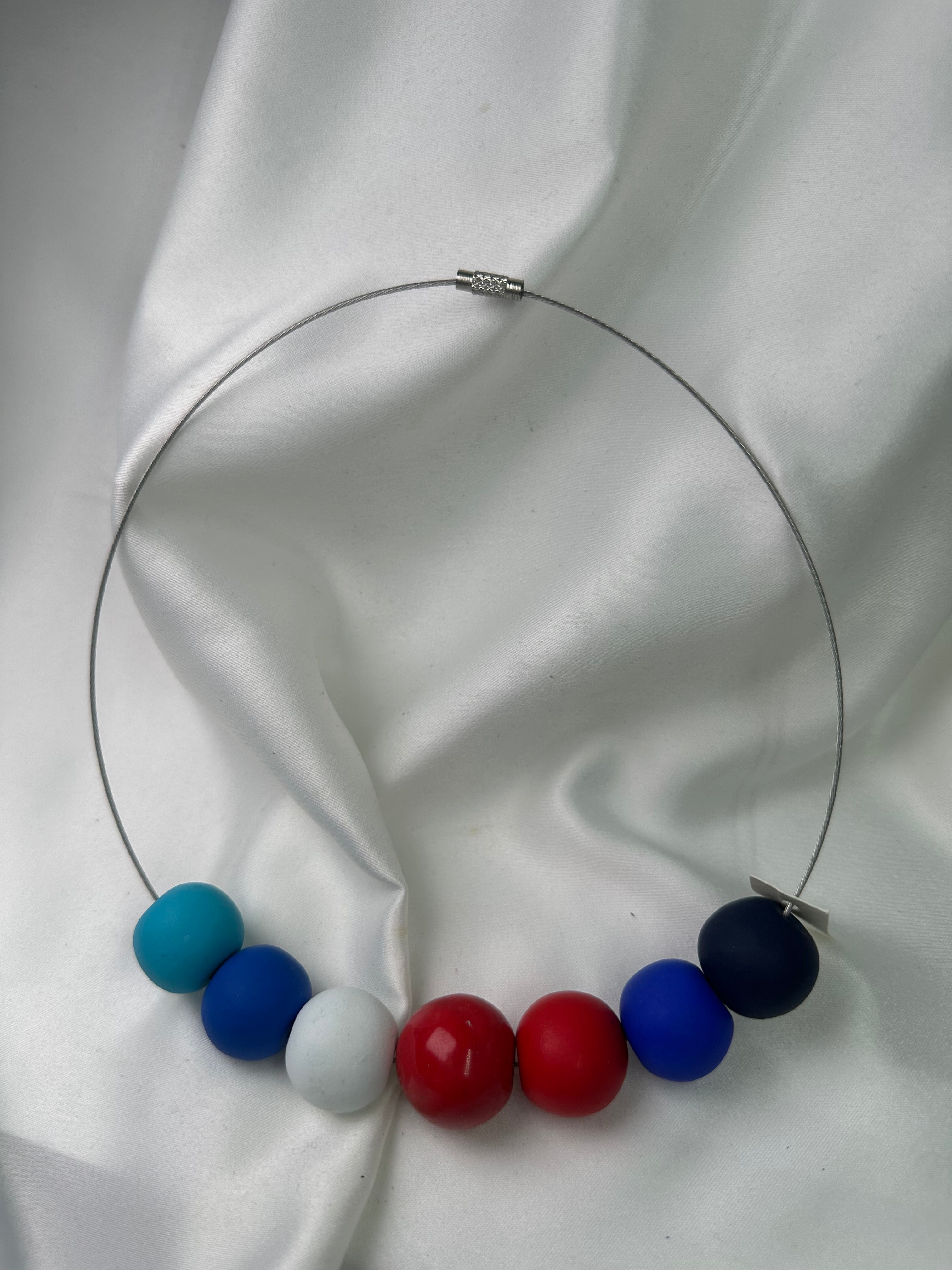 Necklace With Balls Blue White Red