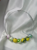 Necklace With Balls Mixed Yellow Green White