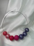 Necklace With Balls Violet Pink Red