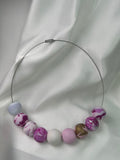 Necklace With Balls Mixed White Rose Pink