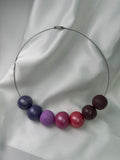 Necklace With Balls Mixed Brown Violet Rose Pink