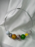 Necklace With Balls Mixed Yellow Green Gray Brown
