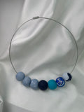 Necklace With Balls Mixed Different Blue Color