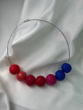 Necklace With Balls Mixed Red Pink Blue
