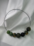 Necklace With Balls Mixed Brown Green Gold
