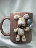 Mug Pink With Bunny  Antique White