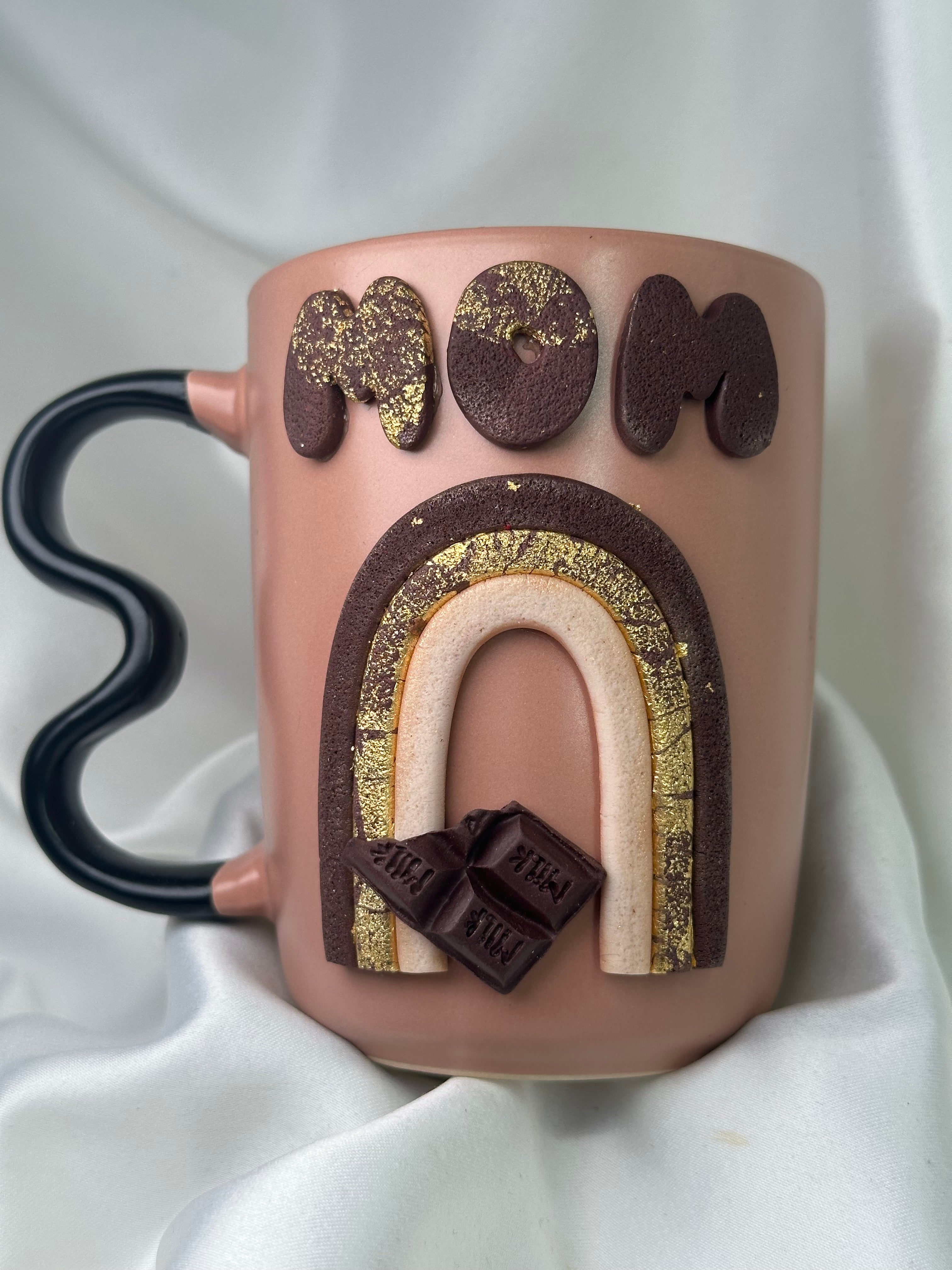 Mug Pink Rainbow Chocolate Decoration Mom