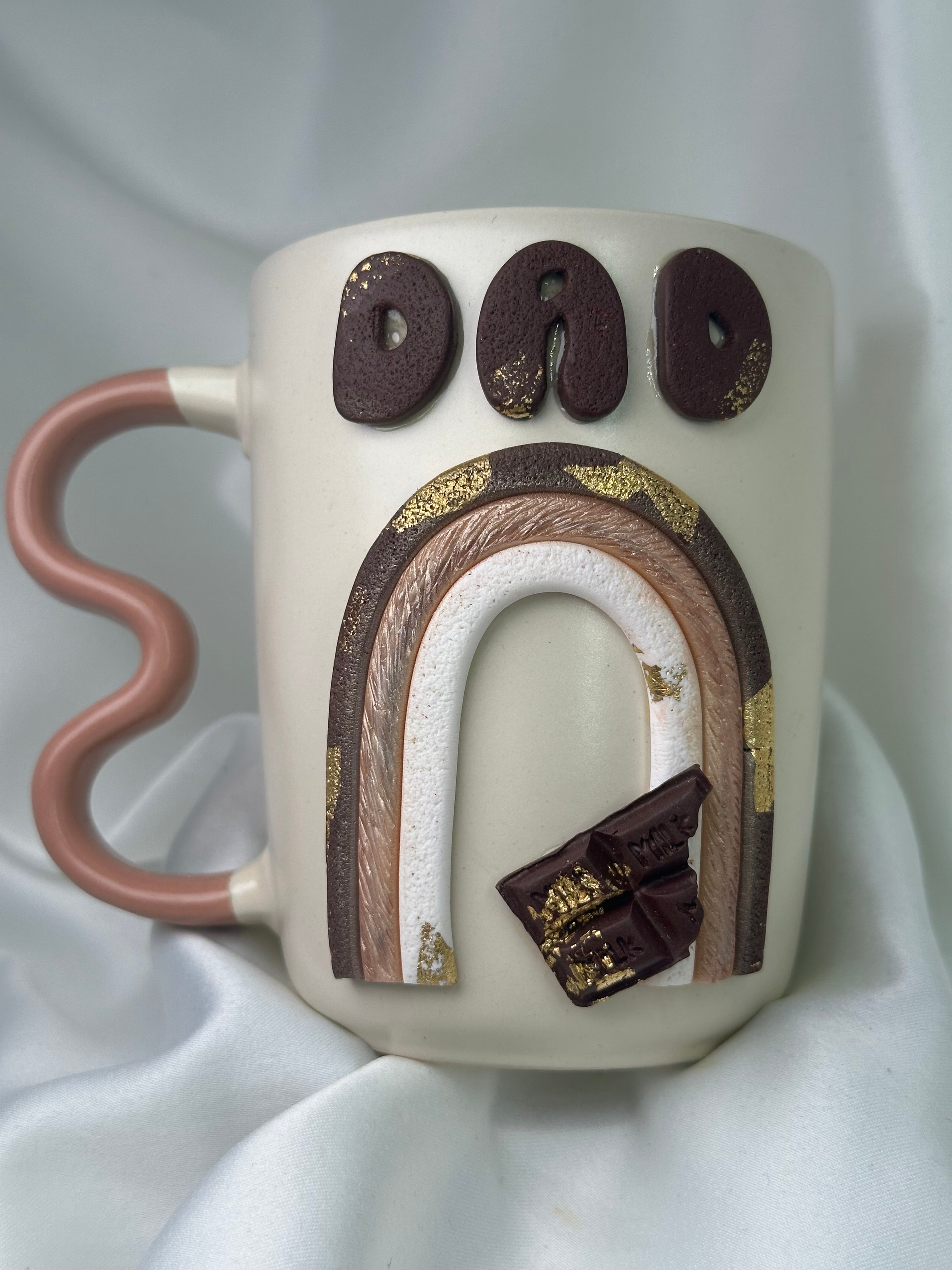 Mug White Rainbow Chocolate Decoration Dad